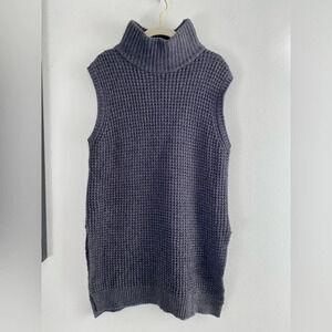 LINE Chunky Wool Cotton Blend  Turtleneck Sweater Vest Tunic size L COPY